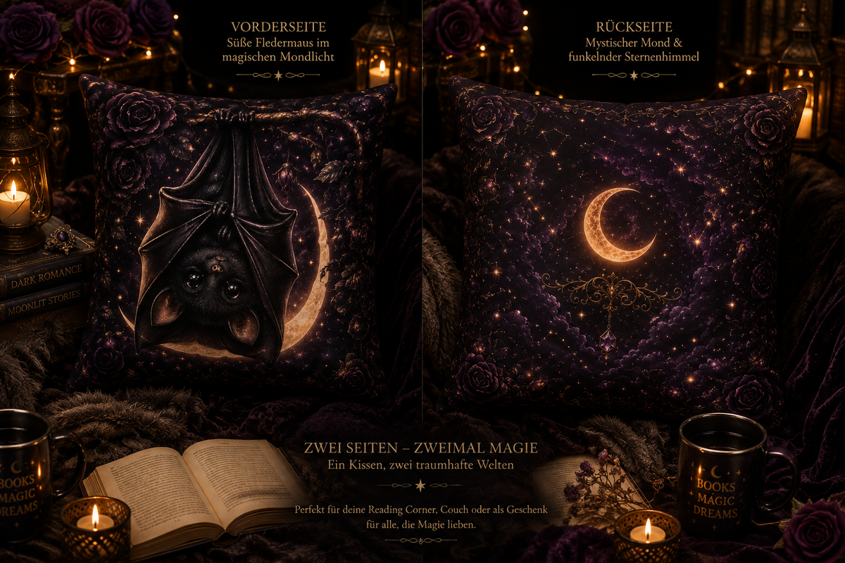 🦇🌙 MIDNIGHT BAT – Dekokissen