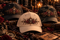 CRIMSON SKULL & ROSES – DIE DARK-LUXURY STATEMENT-CAP